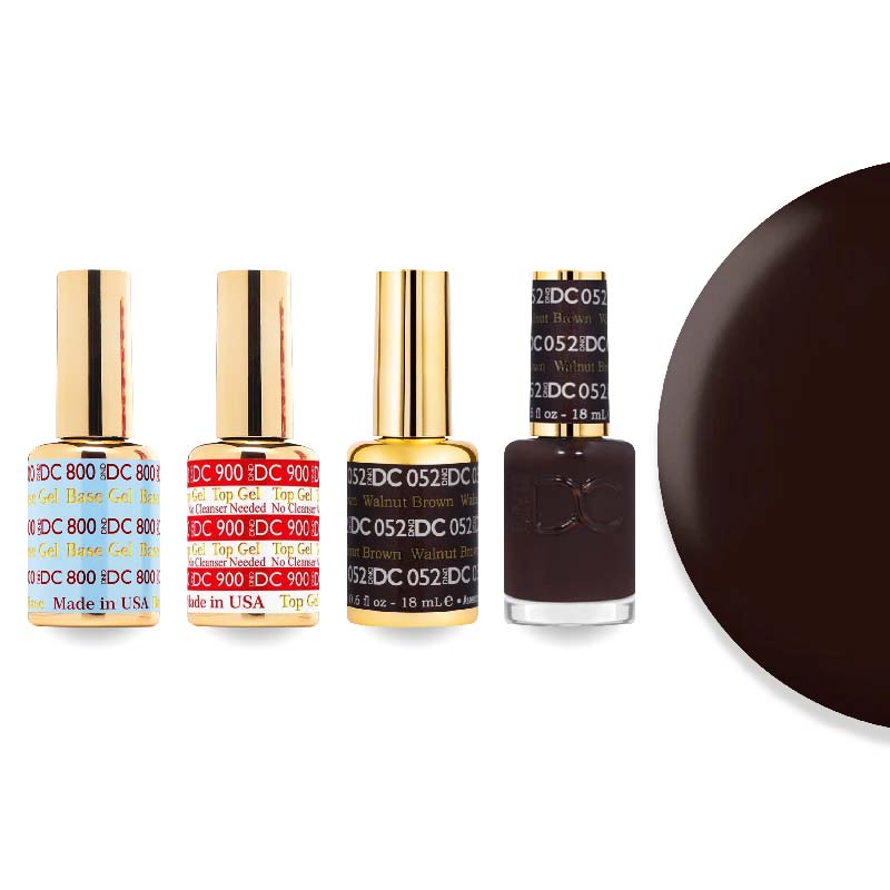 DND DC Gel & Lacquer Combo - Base Top Gel & 052 Walnut Brown - DTK Nail Supply
