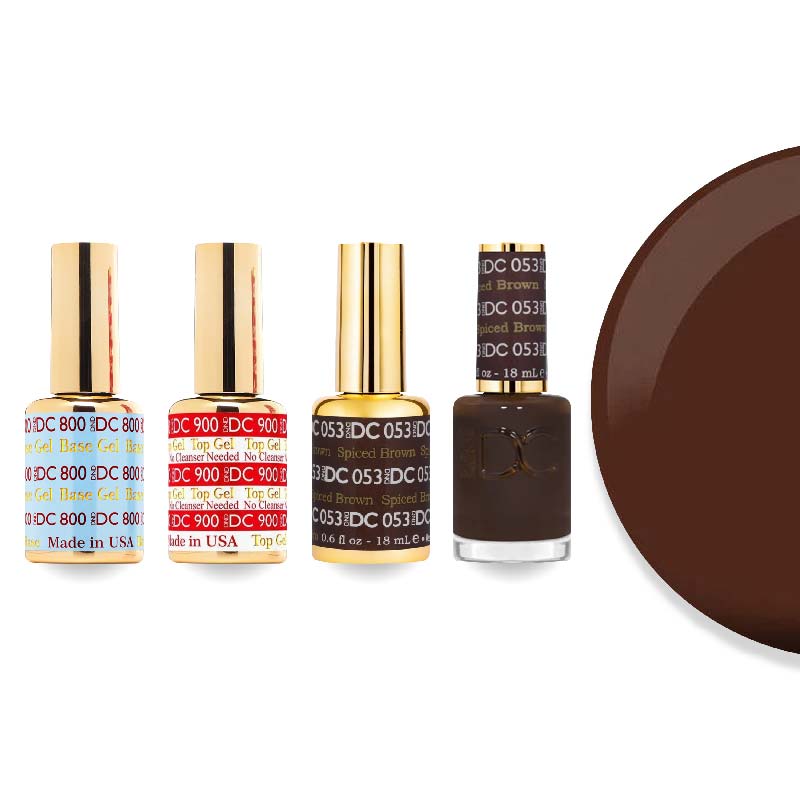 DND DC Gel & Lacquer Combo - Base Top Gel & 053 Spiced Brown - DTK Nail Supply