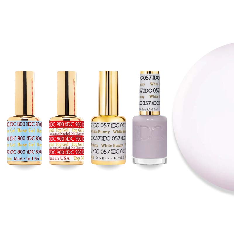 DND DC Gel & Lacquer Combo - Base Top Gel & 057 White Bunny - DTK Nail Supply