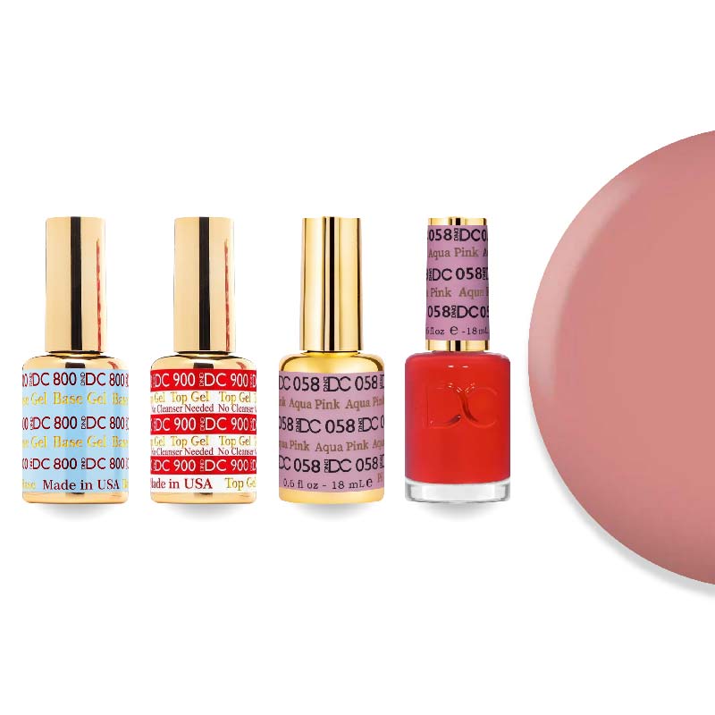 DND DC Gel & Lacquer Combo - Base Top Gel & 058 Aqua Pink - DTK Nail Supply