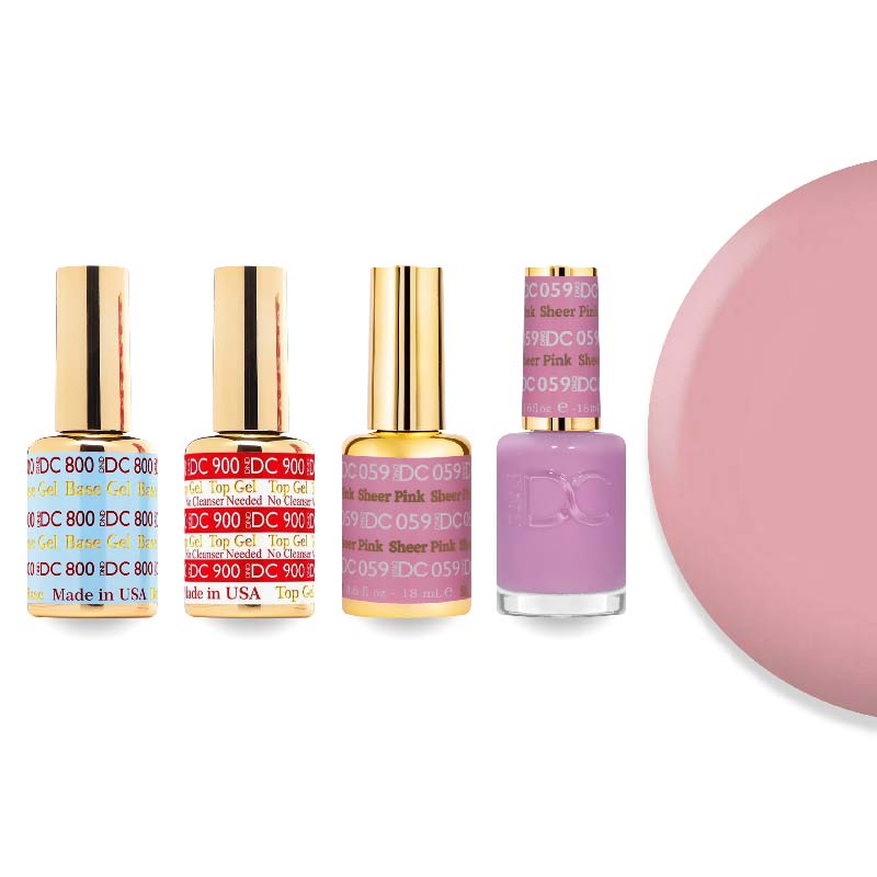 DND DC Gel & Lacquer Combo - Base Top Gel & 059 Sheer Pink - DTK Nail Supply
