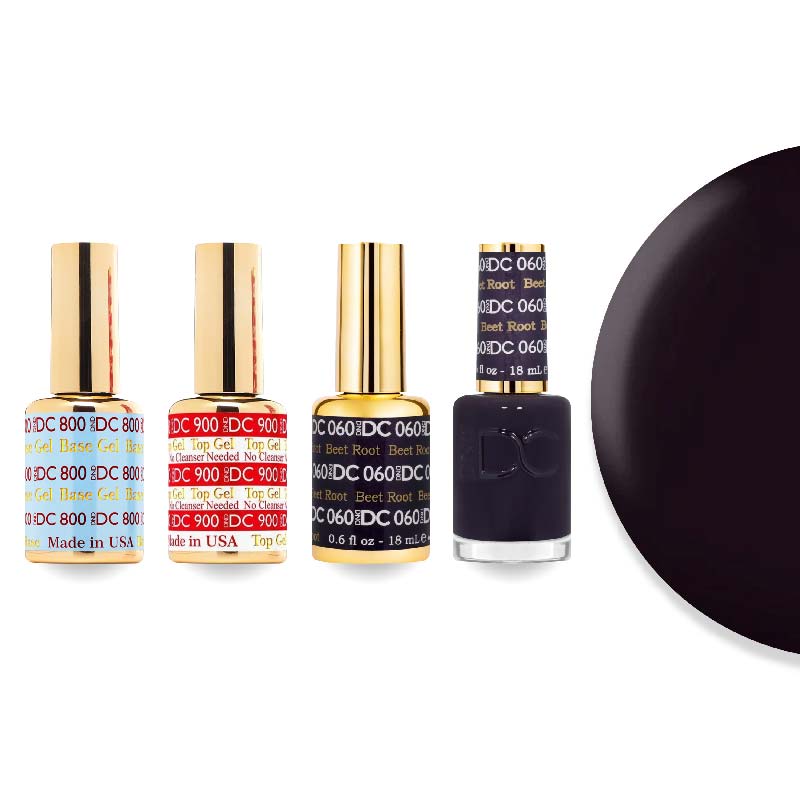 DND DC Gel & Lacquer Combo - Base Top Gel & 060 Beet Root - DTK Nail Supply