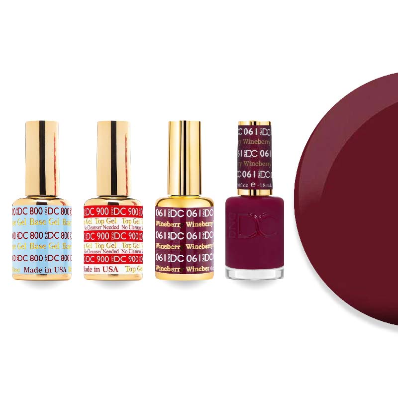 DND DC Gel & Lacquer Combo - Base Top Gel & 061 Wineberry - DTK Nail Supply