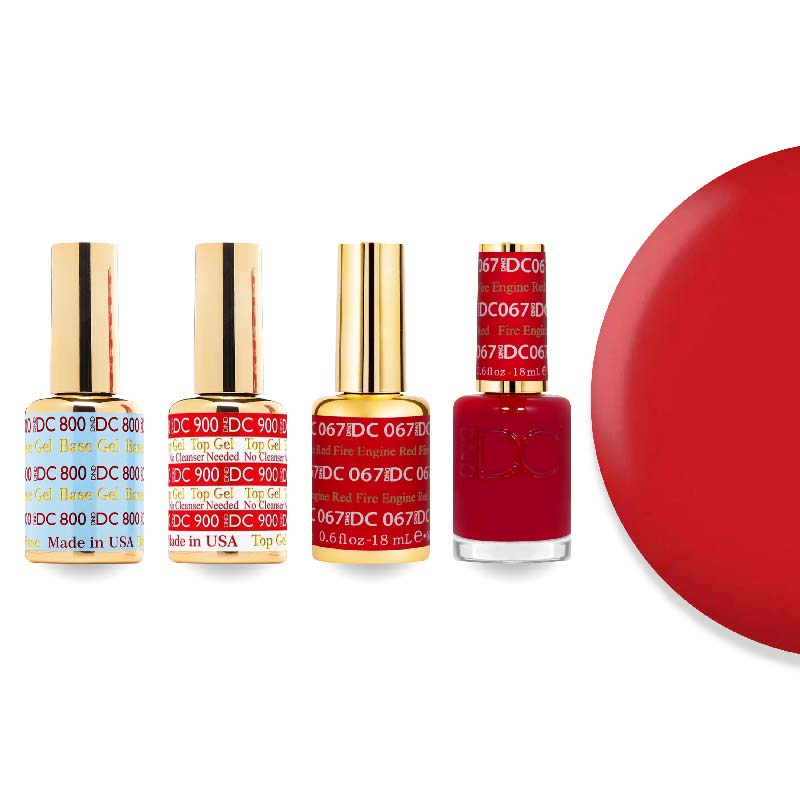 DND DC Gel & Lacquer Combo - Base Top Gel & 067 Fire Engine Red - DTK Nail Supply