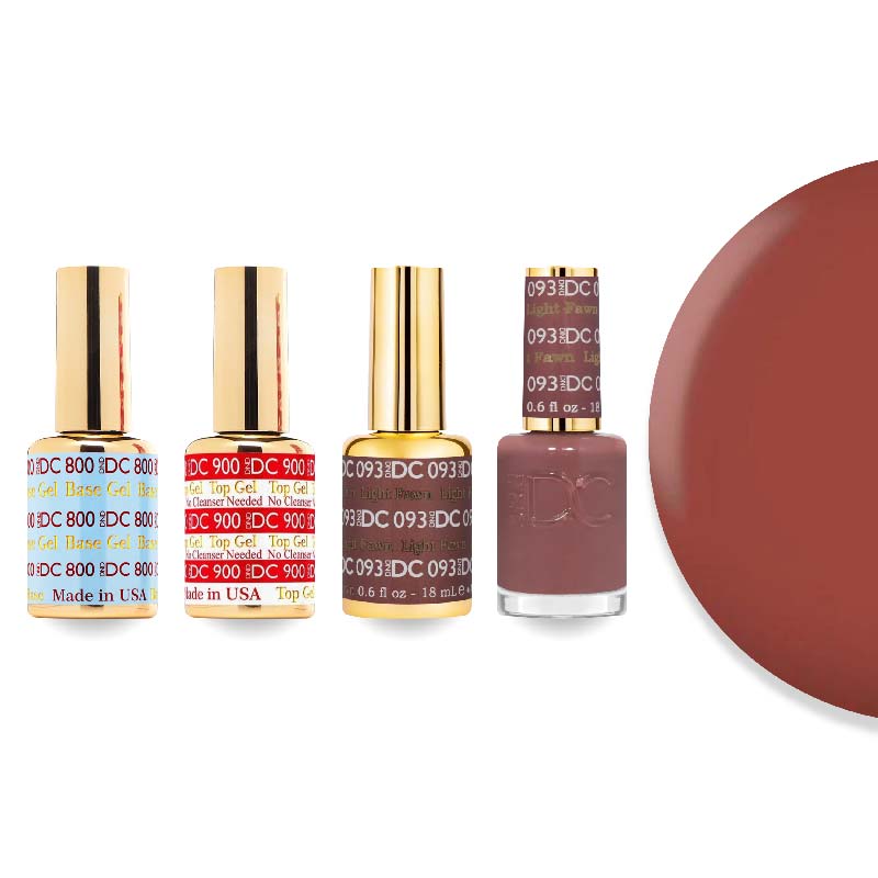 DND DC Gel & Lacquer Combo - Base Top Gel & 093 Light Fawn - DTK Nail Supply