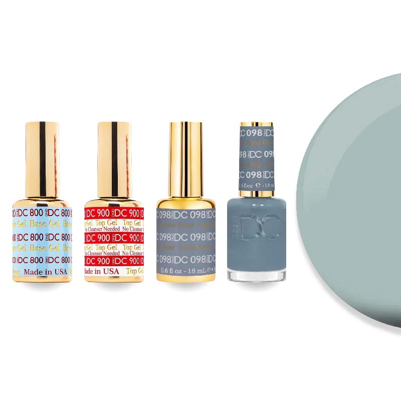 DND DC Gel & Lacquer Combo - Base Top Gel & 098 Aqua Gray - DTK Nail Supply