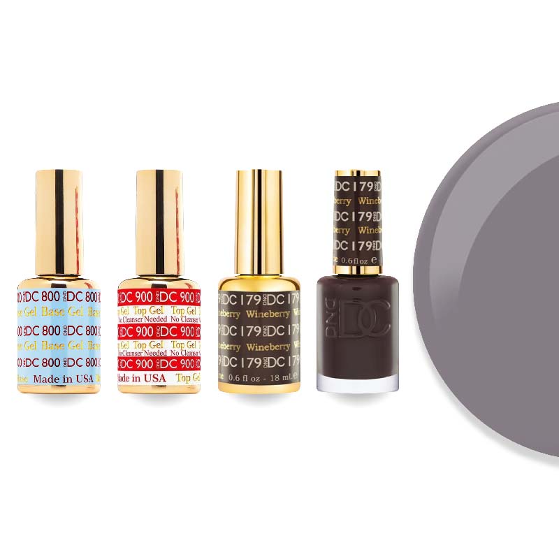 DND DC Gel & Lacquer Combo - Base Top Gel & 179 Wineberry - DTK Nail Supply