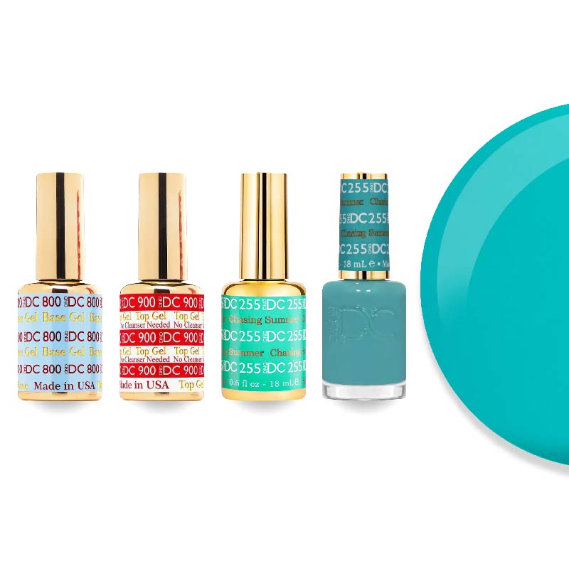 DND DC Gel & Lacquer Combo - Base Top Gel & 255 Chasing Summer - DTK Nail Supply