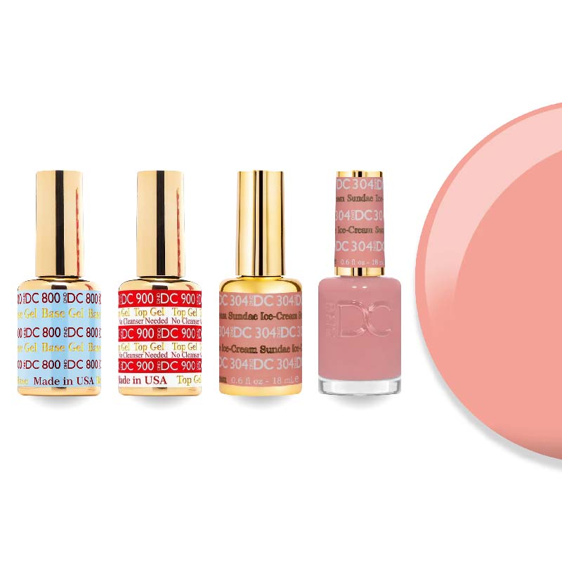 DND DC Gel & Lacquer Combo - Base Top Gel & 304 Ice - Cream Sundae - DTK Nail Supply