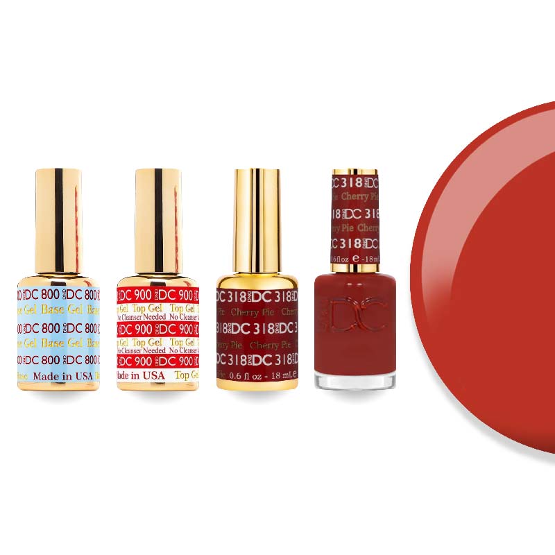 DND DC Gel & Lacquer Combo - Base Top Gel & 318 Cherry Pie - DTK Nail Supply