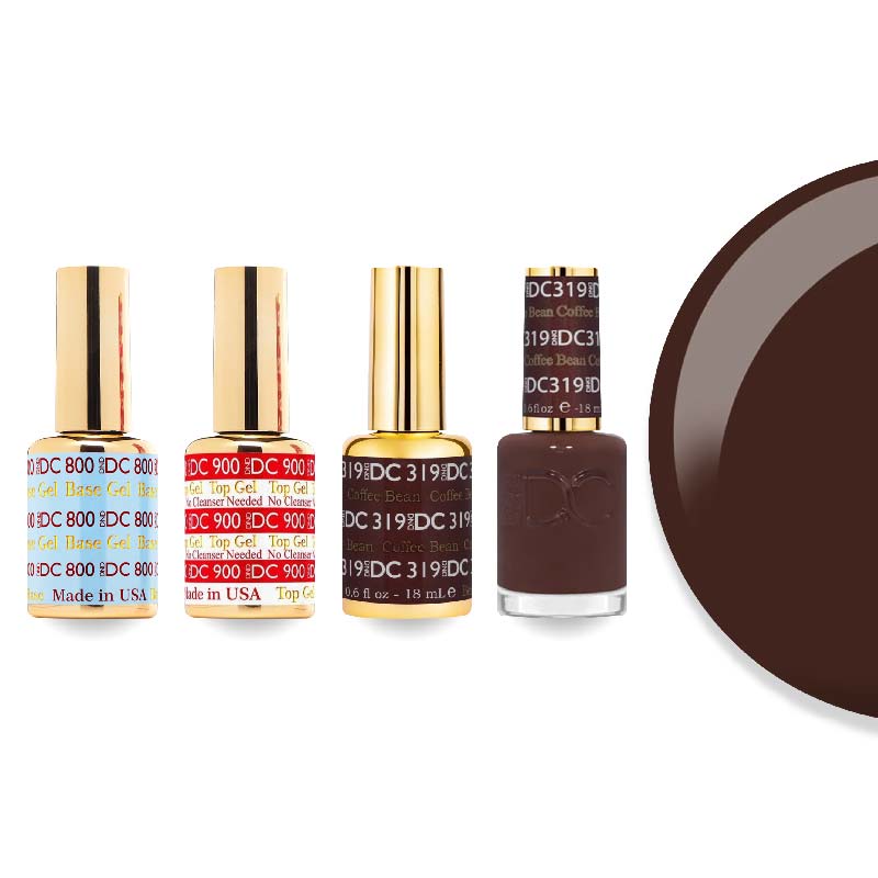 DND DC Gel & Lacquer Combo - Base Top Gel & 319 Coffee Bean - DTK Nail Supply