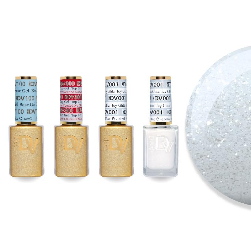 DND Diva Gel & Lacquer Combo - Base Top Gel & 001 Icy Glitz - DTK Nail Supply