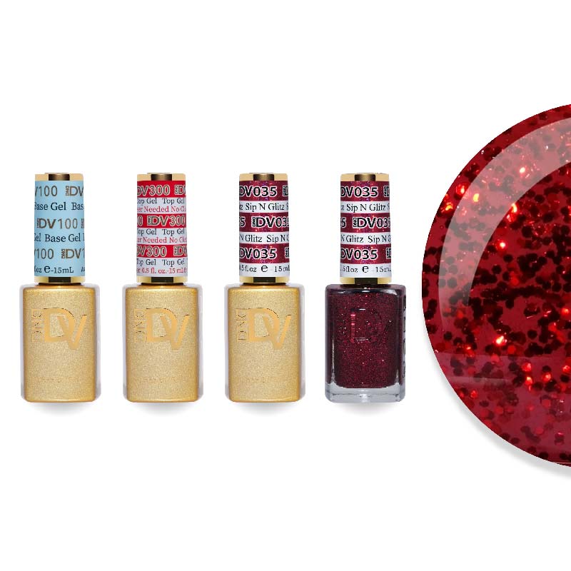 DND Diva Gel & Lacquer Combo - Base Top Gel & 035 Sip N' Glitz - DTK Nail Supply