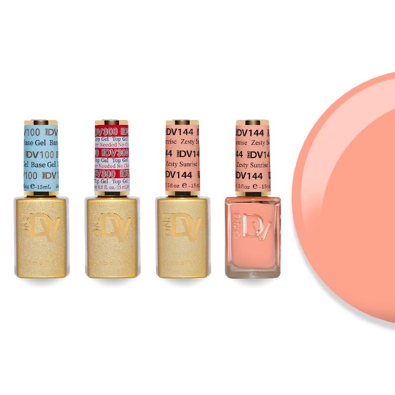 DND Diva Gel & Lacquer Combo - Base Top Gel & 144 Zesty Sunshine - DTK Nail Supply