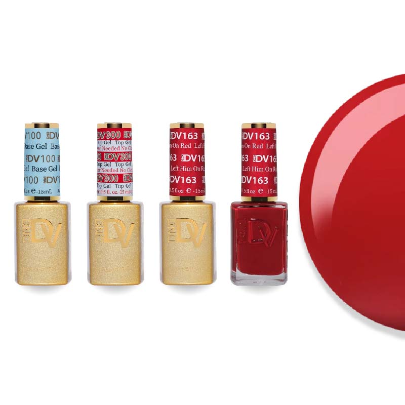 DND Diva Gel & Lacquer Combo - Base Top Gel & 163 Left Him On Red - DTK Nail Supply