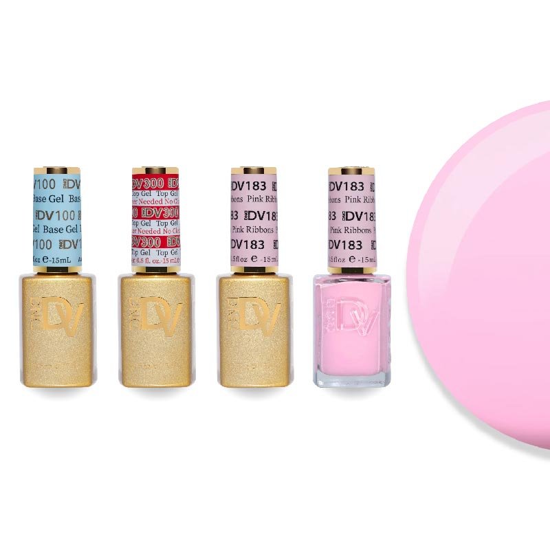DND Diva Gel & Lacquer Combo - Base Top Gel & 183 Pink Ribbons - DTK Nail Supply