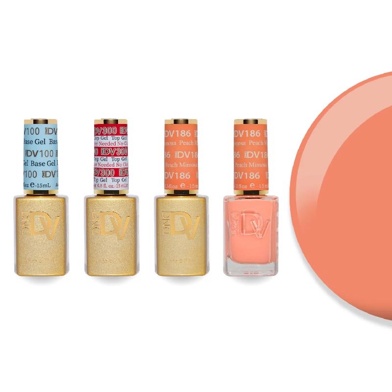 DND Diva Gel & Lacquer Combo - Base Top Gel & 186 Peach Mimosa - DTK Nail Supply