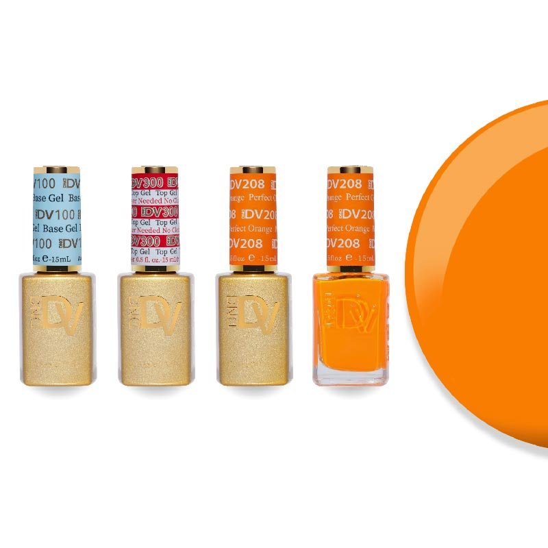 DND Diva Gel & Lacquer Combo - Base Top Gel & 208 Perfect Orange - DTK Nail Supply