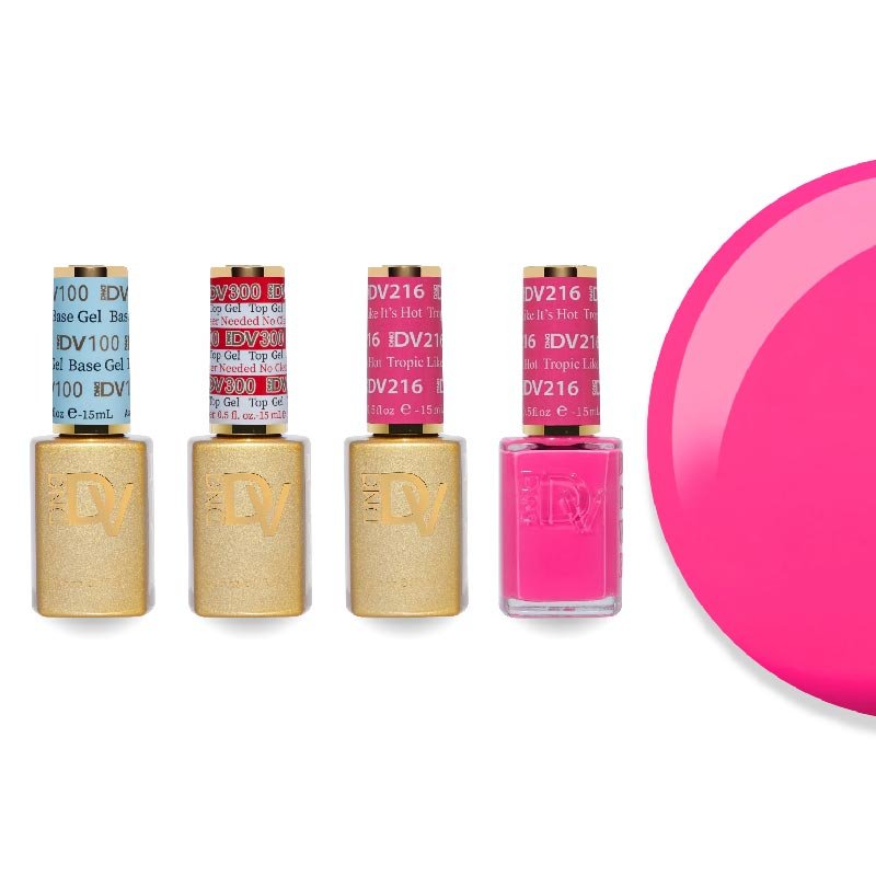 DND Diva Gel & Lacquer Combo - Base Top Gel & 216 Tropic Like It's Hot - DTK Nail Supply
