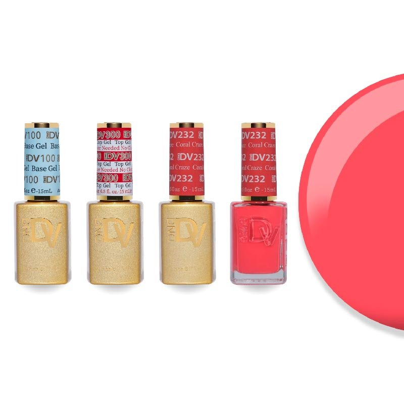 DND Diva Gel & Lacquer Combo - Base Top Gel & 232 Coral Craze - DTK Nail Supply