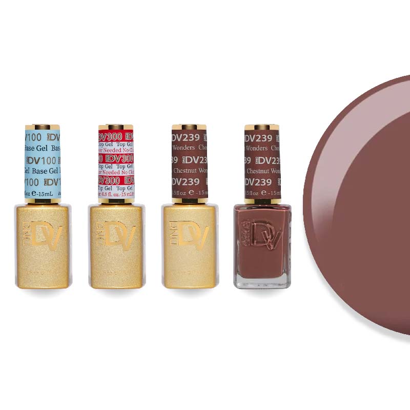 DND Diva Gel & Lacquer Combo - Base Top Gel & 239 Chestnut Wonders - DTK Nail Supply