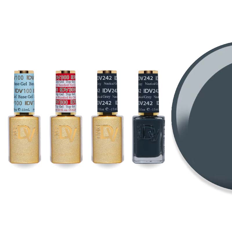 DND Diva Gel & Lacquer Combo - Base Top Gel & 242 Nautical Gray - DTK Nail Supply