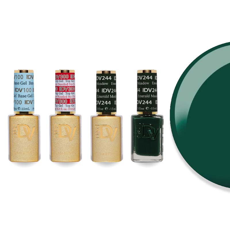 DND Diva Gel & Lacquer Combo - Base Top Gel & 244 Emerald Meadow - DTK Nail Supply
