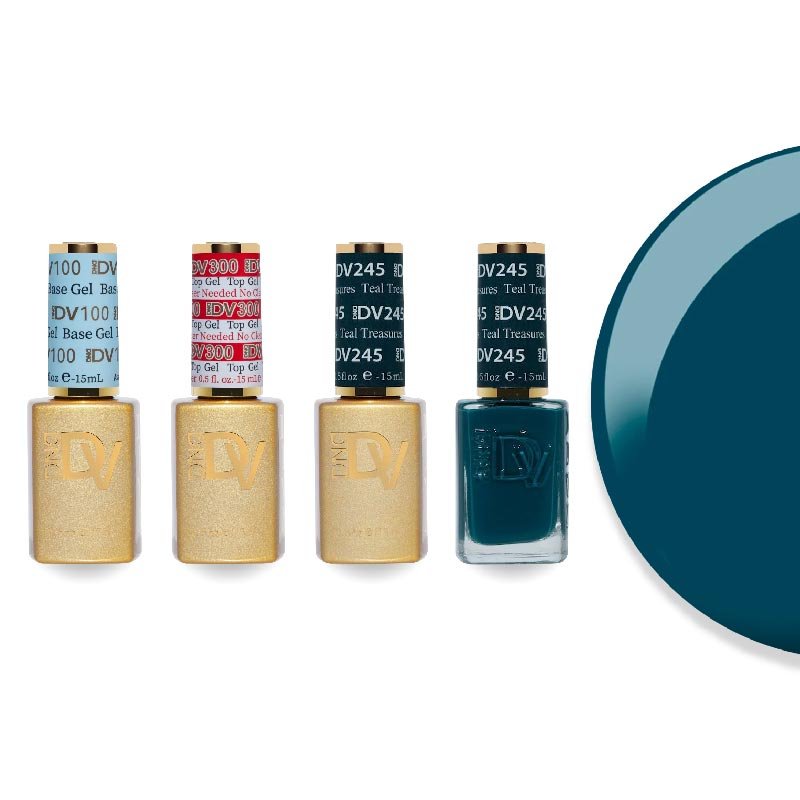 DND Diva Gel & Lacquer Combo - Base Top Gel & 245 Teal Treasures - DTK Nail Supply