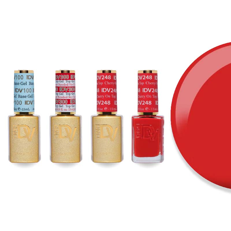 DND Diva Gel & Lacquer Combo - Base Top Gel & 248 Cherry On Top - DTK Nail Supply