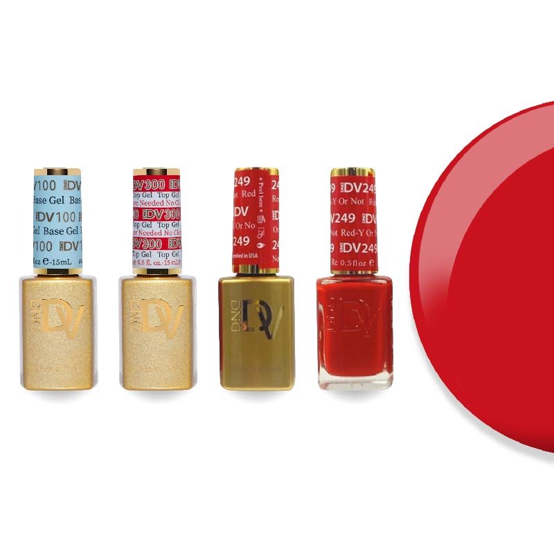 DND Diva Gel & Lacquer Combo - Base Top Gel & 249 Red - Y Or Not - DTK Nail Supply