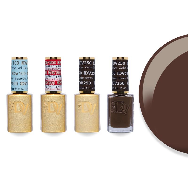 DND Diva Gel & Lacquer Combo - Base Top Gel & 250 Cedar Brown - DTK Nail Supply