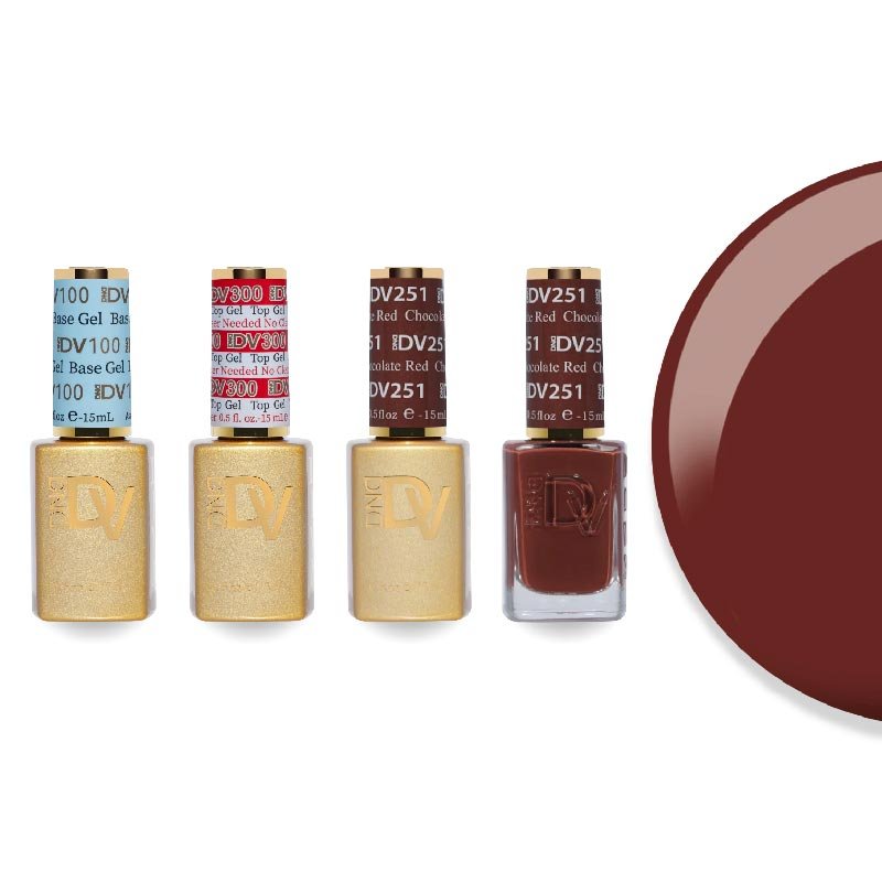 DND Diva Gel & Lacquer Combo - Base Top Gel & 251 Chocolate Red - DTK Nail Supply