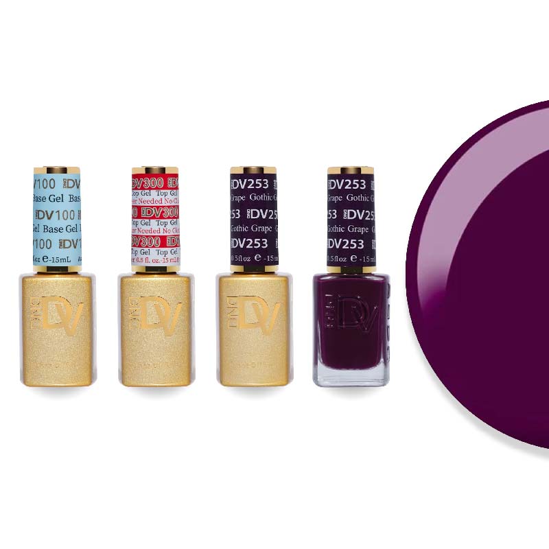 DND Diva Gel & Lacquer Combo - Base Top Gel & 253 Gothic Grape - DTK Nail Supply