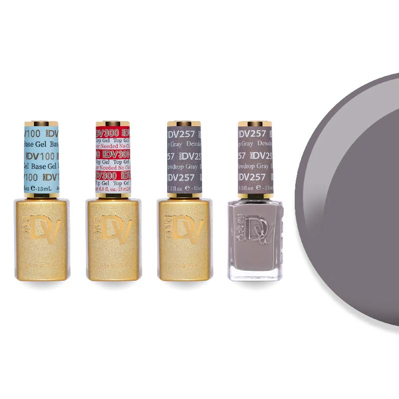 DND Diva Gel & Lacquer Combo - Base Top Gel & 257 Dewdrop Gray - DTK Nail Supply