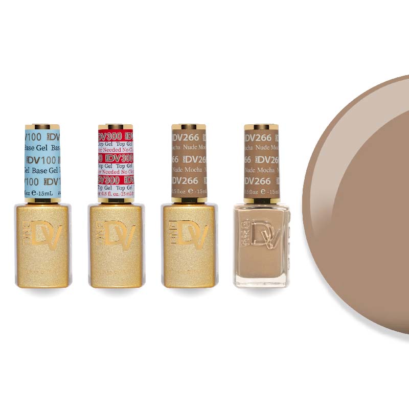 DND Diva Gel & Lacquer Combo - Base Top Gel & 266 Nude Mocha - DTK Nail Supply