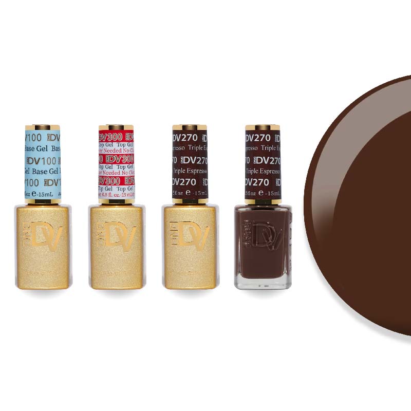 DND Diva Gel & Lacquer Combo - Base Top Gel & 270 Triple Espresso - DTK Nail Supply