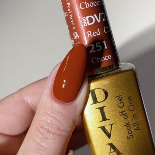 DND Diva Gel Nail Polish Duo - DND DV 251 Chocolate Red - DTK Nail Supply