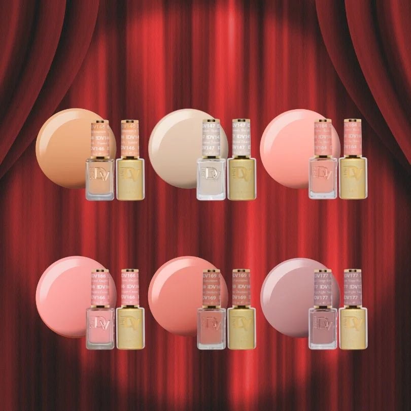 DND Diva Gel Nail Polish Duo - DND DV Part 5 - Set 6 Colors - Bare Necessities Set - DTK Nail Supply