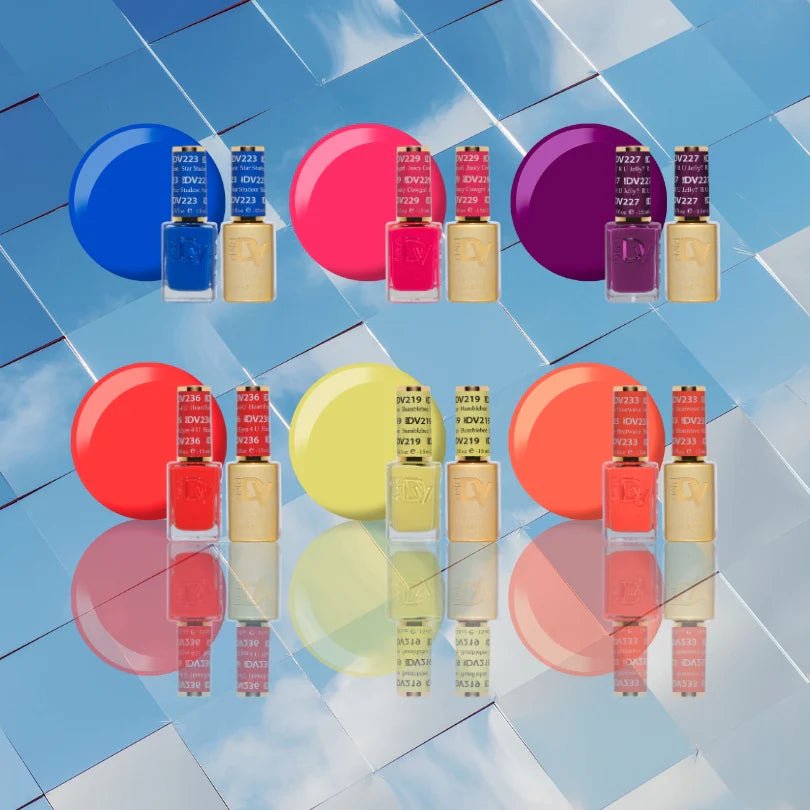 DND Diva Gel Nail Polish Duo - DND DV Part 7 - Set 6 Colors - Feels Like Summer Set - DTK Nail Supply