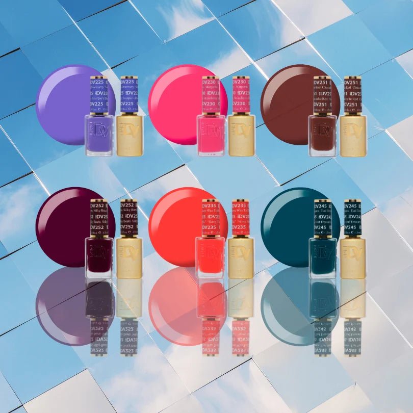 DND Diva Gel Nail Polish Duo - DND DV Part 7 - Set 6 Colors - Open Secret Set - DTK Nail Supply