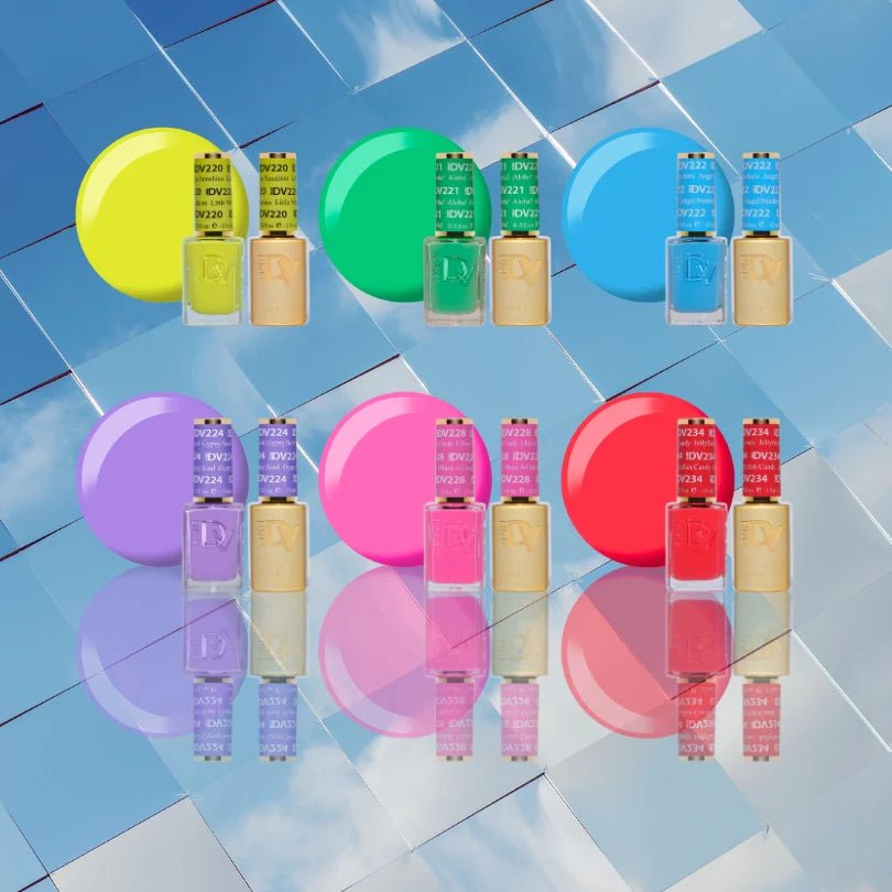 DND Diva Gel Nail Polish Duo - DND DV Part 7 - Set 6 Colors - Somewhere Over The Rainbow Set - DTK Nail Supply