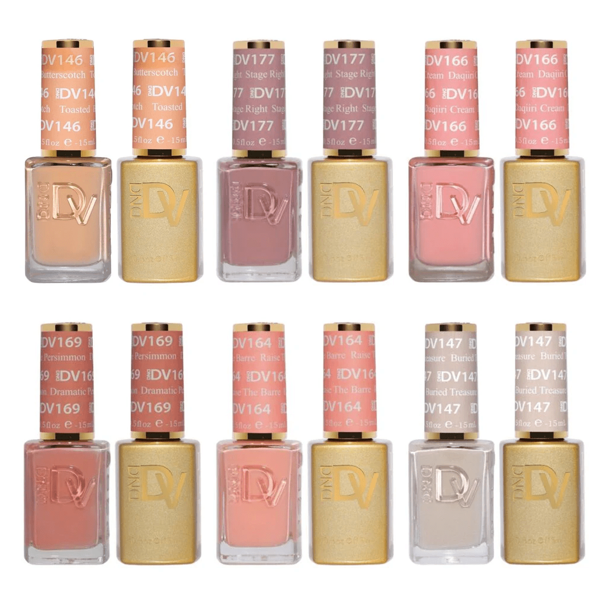 DND Diva Gel Nail Polish Duo - Set 6 Colors - Bare Necessities Set - DTK Nail Supply