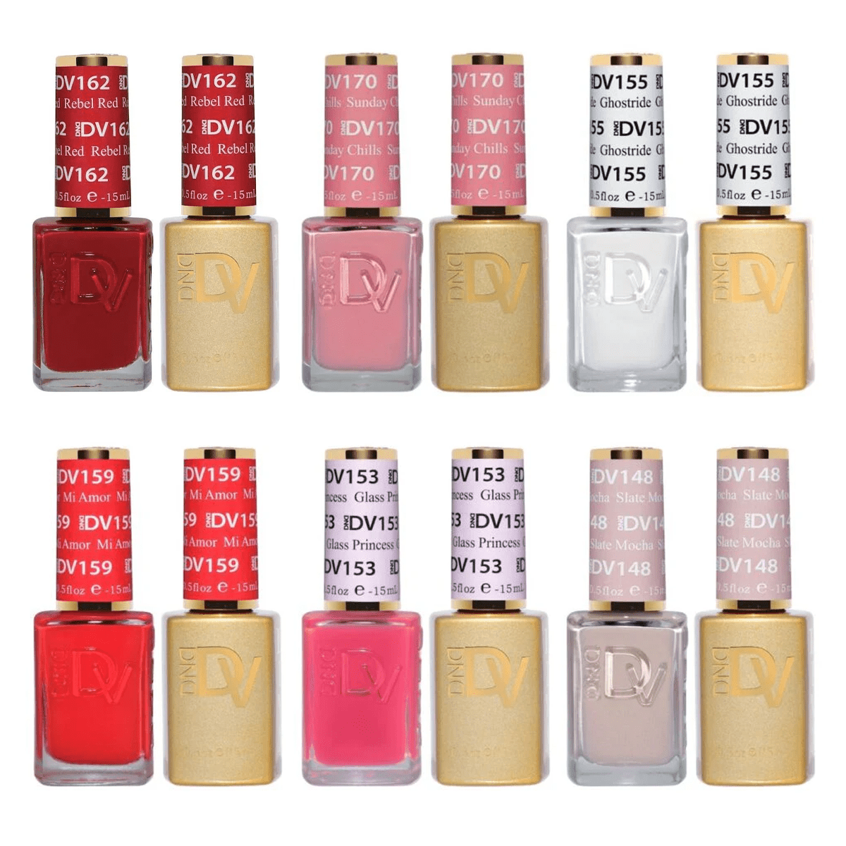 DND Diva Gel Nail Polish Duo - Set 6 Colors - Royal Treatment Set - DTK Nail Supply