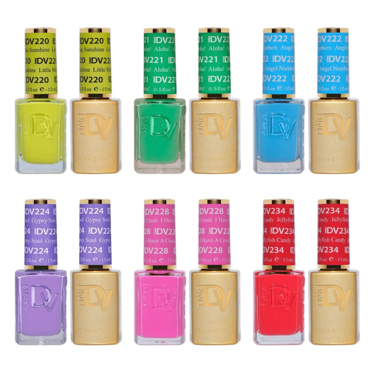 DND Diva Gel Nail Polish Duo - Set 6 Colors - Somewhere Over The Rainbow Set - DTK Nail Supply