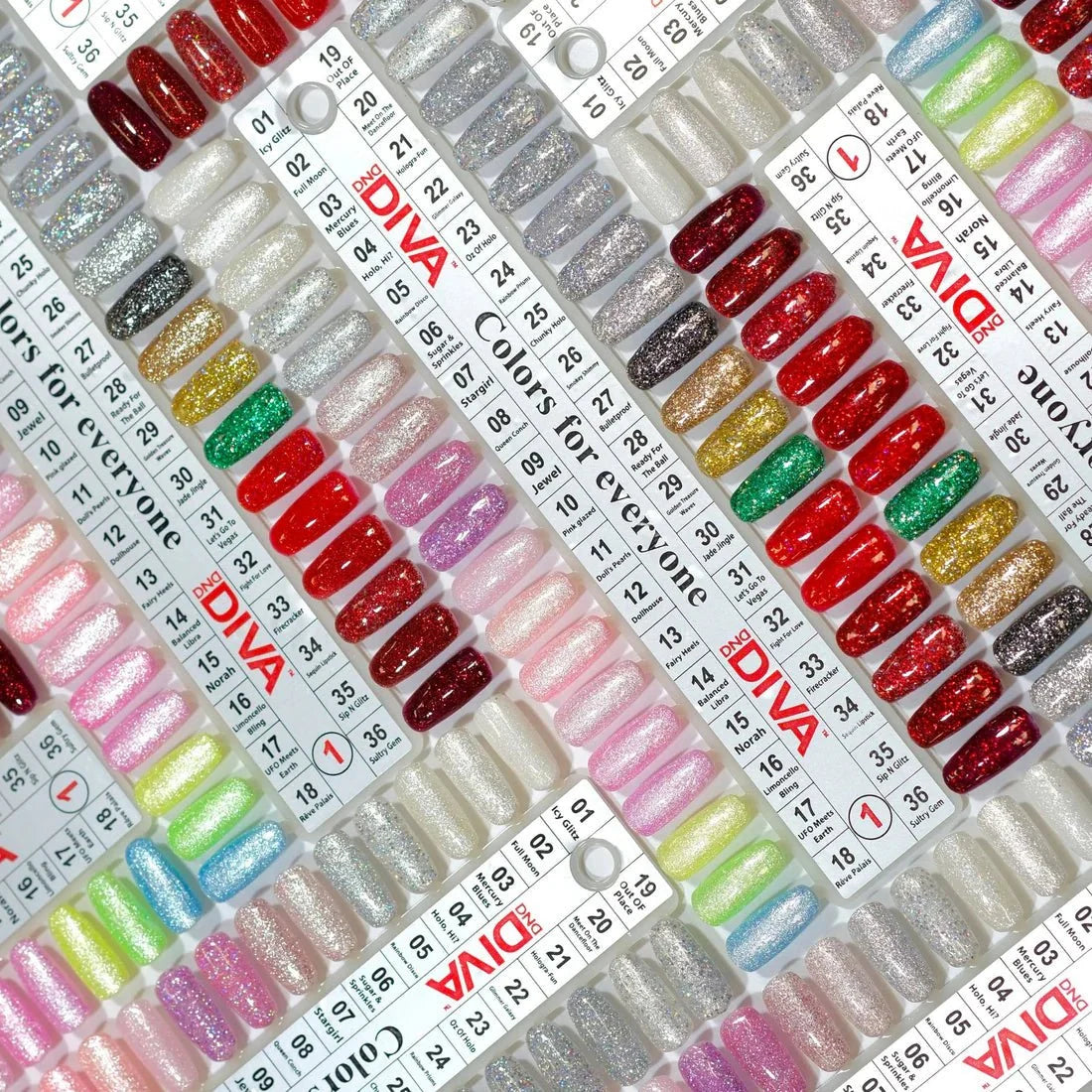 DND DIVA Set: Part 1 - Set 31 Colors Mirrorball Collection - Set 34 Gel Polish - DTK Nail Supply