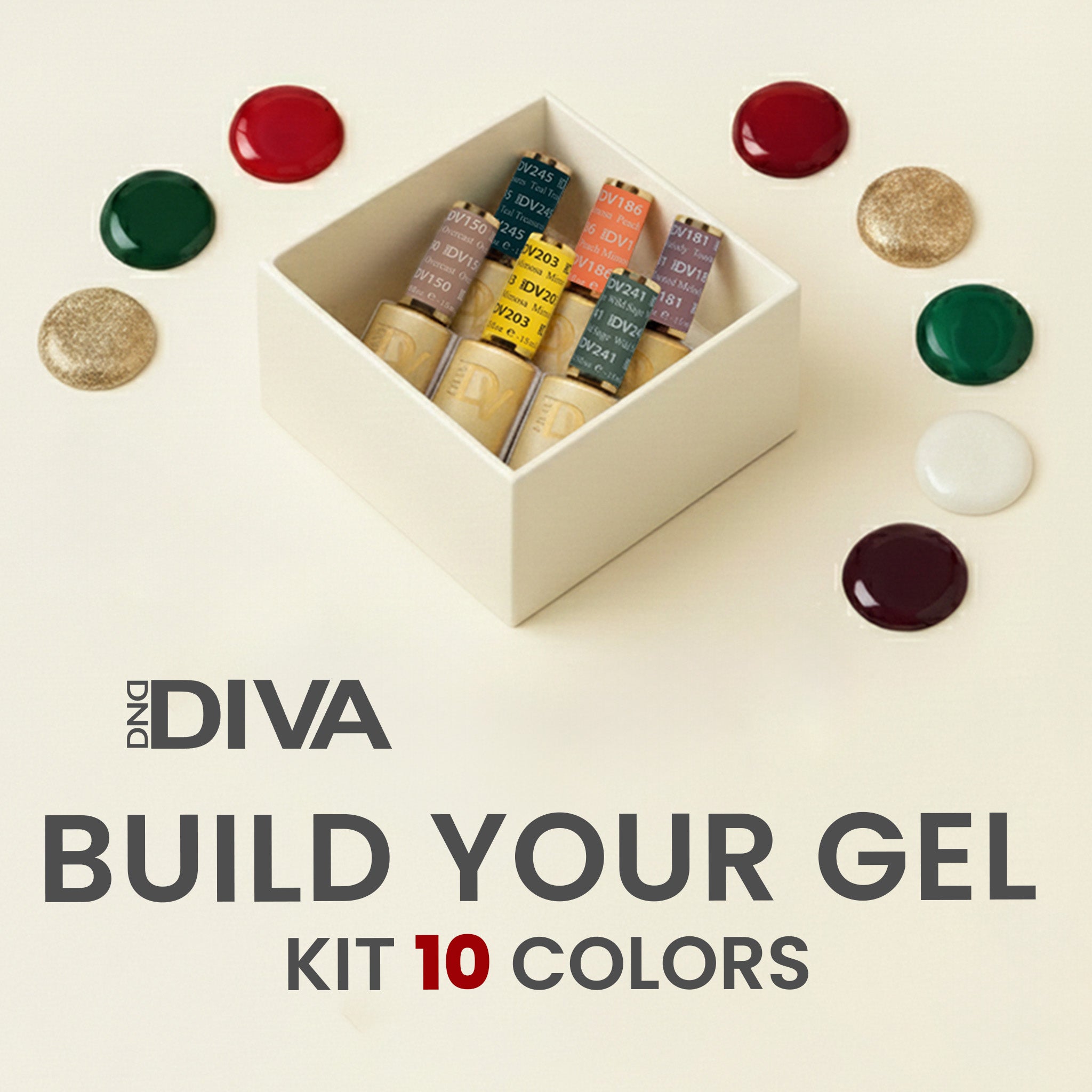 DND DIVA Set Gel Polish - Build Your Own 10 Gel Kit, FREE 1 Cuticle Revitalizer Oil - DTK Nail Supply