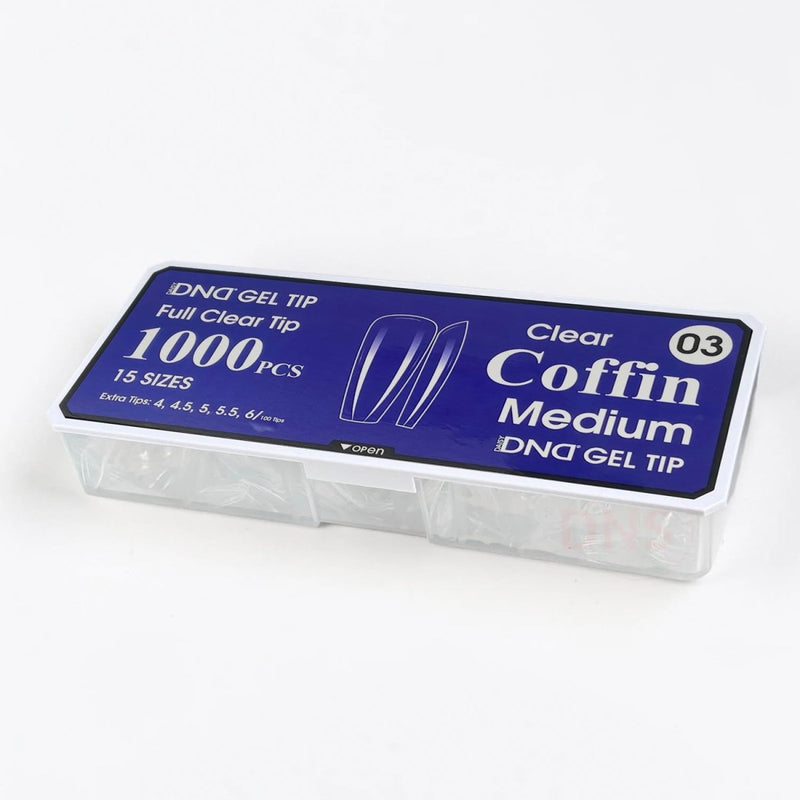 DND Full Clear Gel Tip 03 - Coffin Medium - DTK Nail Supply