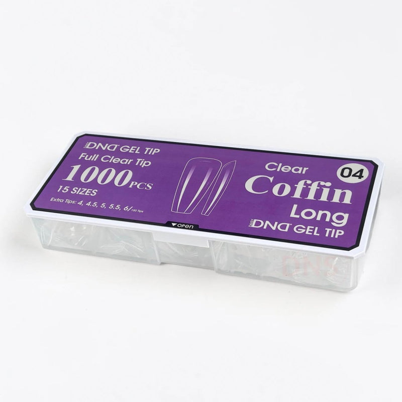 DND Full Clear Gel Tip 04 - Coffin Long - DTK Nail Supply