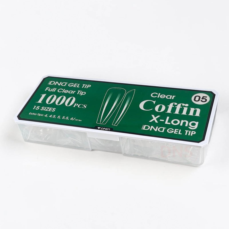 DND Full Clear Gel Tip 05 - Coffin X-Long - DTK Nail Supply
