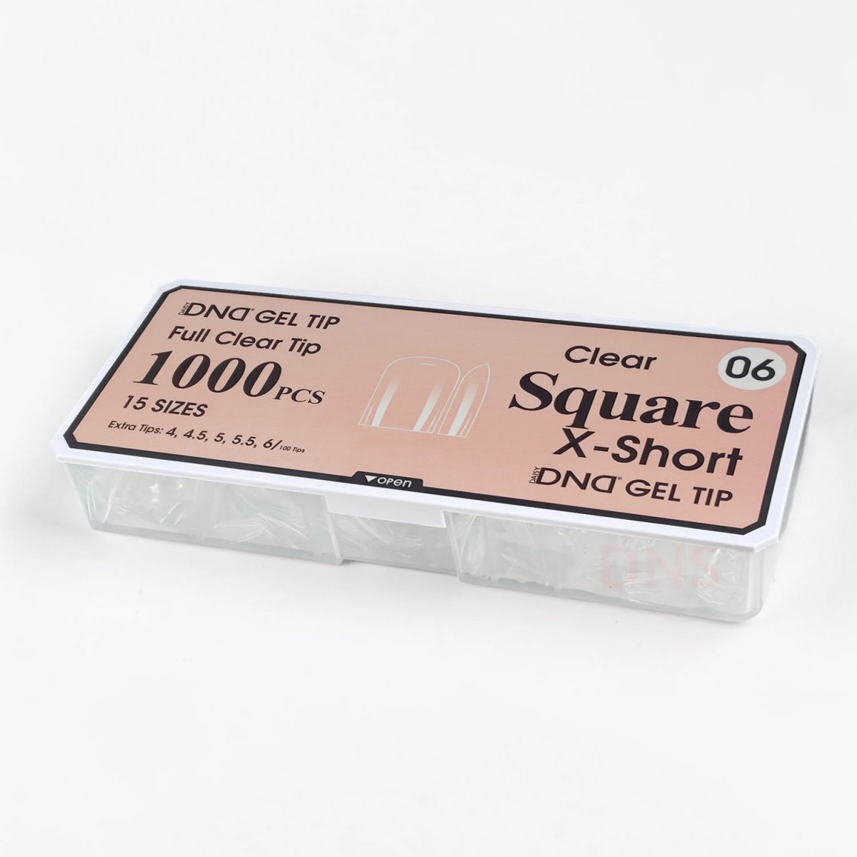 DND Full Clear Gel Tip 06 - Square X-Short - DTK Nail Supply